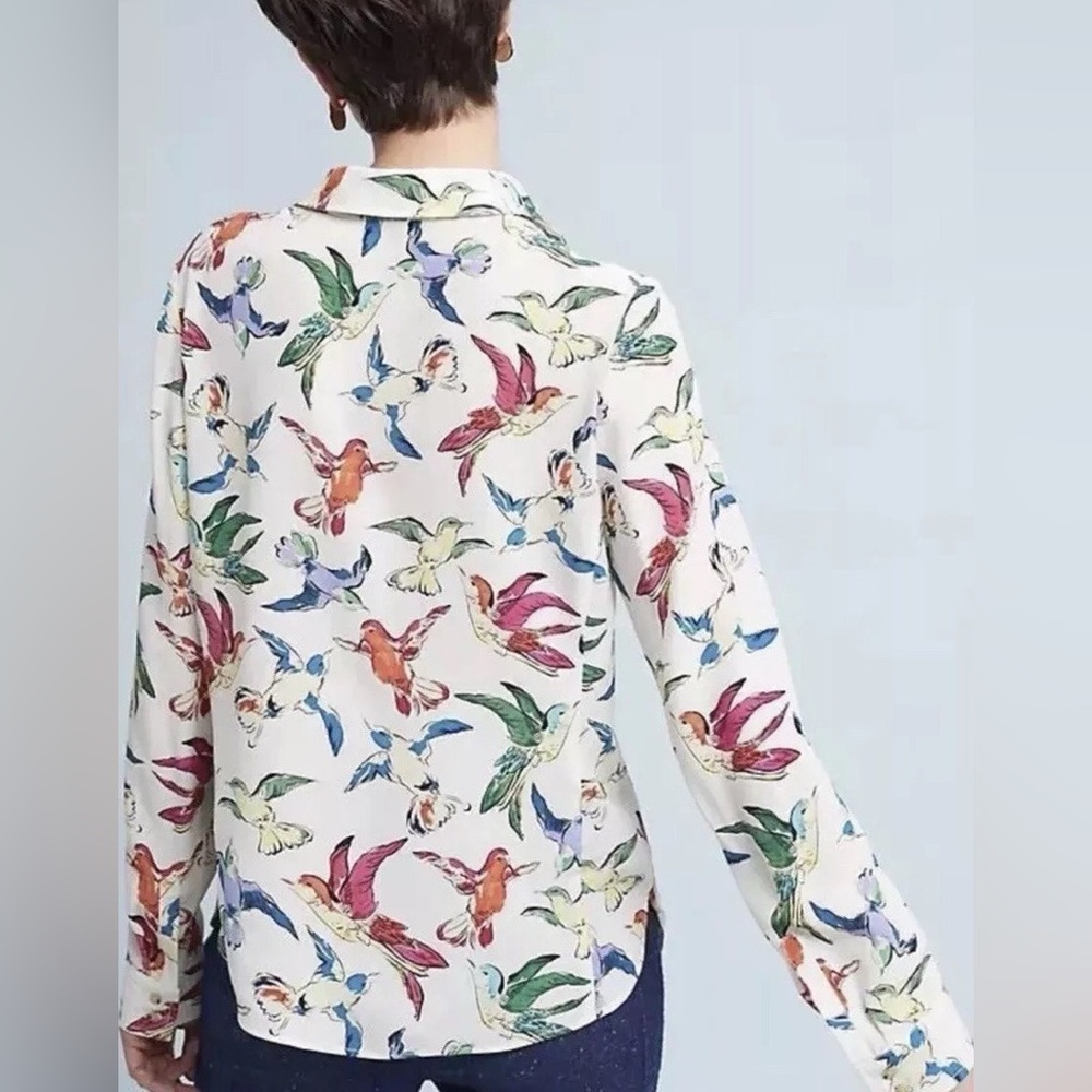 Maeve by Anthropologie Blouse with Colorful Bird Print - Picture 3 of 5